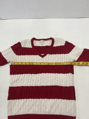 St. Johns Bay Pullover Sweater Red And Beige V Neck Size Medium - Picture 4 of 7