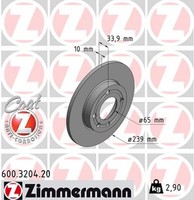 2X Zimmermann Bremsscheibe Coat Z 600.3204.20 FüR Seat Vw Arosa Polo 6N1 3 Sdi