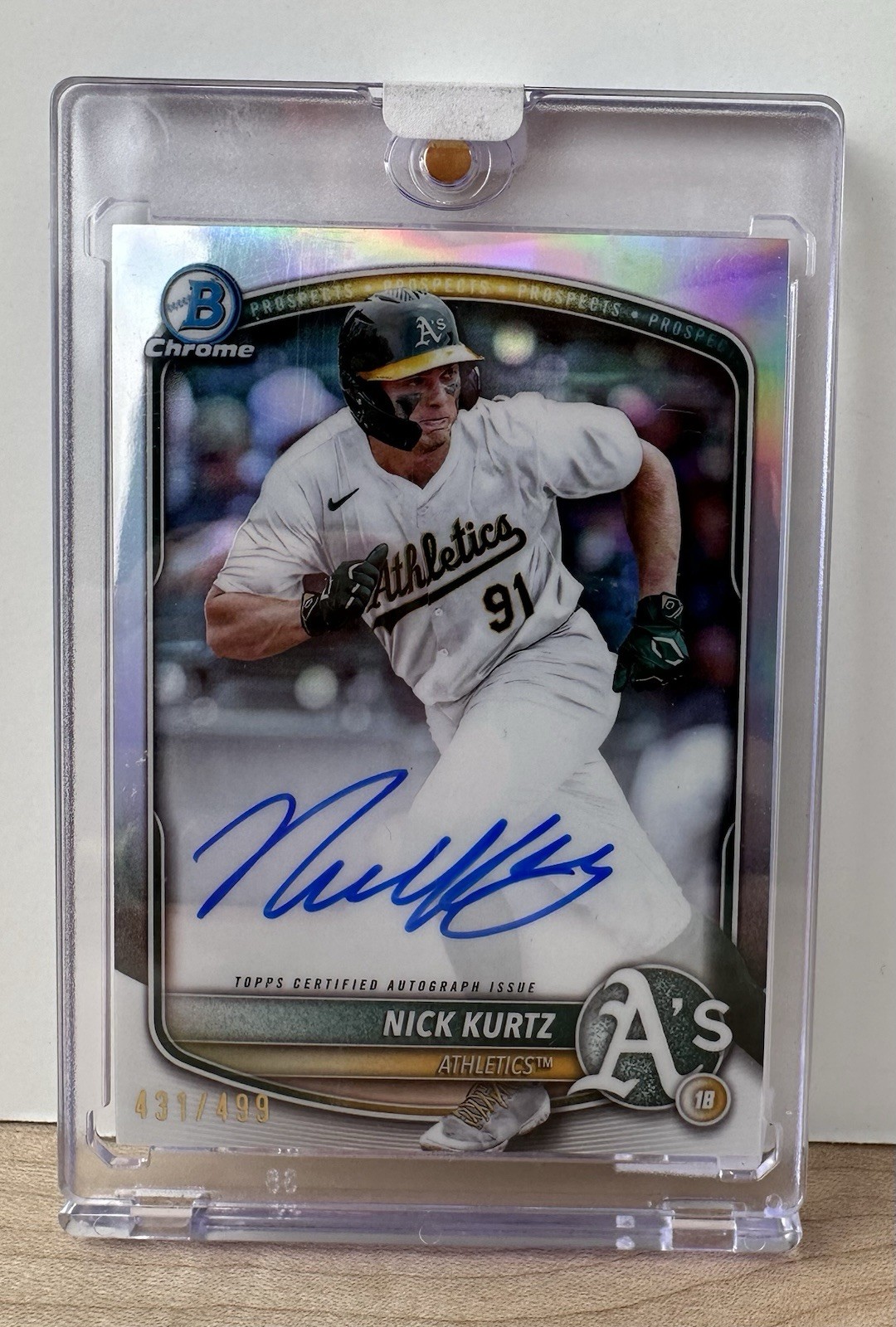 2025 Topps Bowman Chrome Nick Kurtz Refractor Autograph /499 Rookie Card #CPA-NK