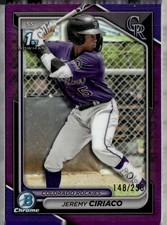 2024 Bowman Chrome #BCP-165 Jeremy Ciriaco Prospects Purple Refractors #/250