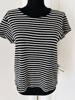 MORE&MORE Damen T-Shirt schwarz/weiß gestreift Basic Rundhals Kurzarm Gr. 36