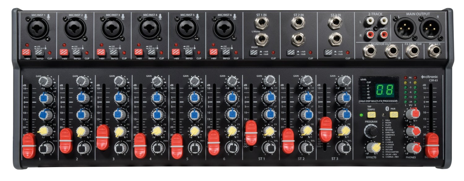 Rack-mountable Mixer 9 Channel with DSP+BT