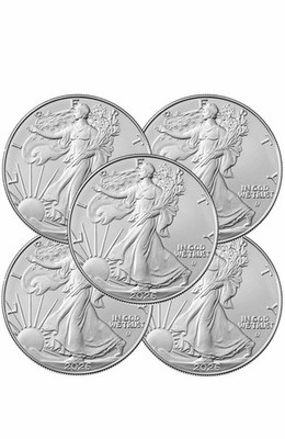 Lot of 5 Silver 2026 American Eagle 1 oz. Fine .999 US oz Coins