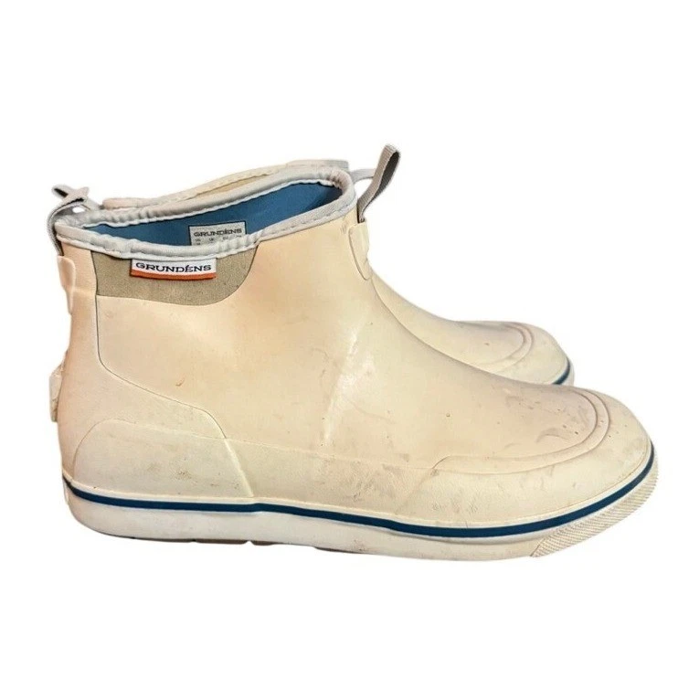 Grundens Deck Boss Ankle Boots Mens 10 White Fishing Rain Waterproof 60008-100