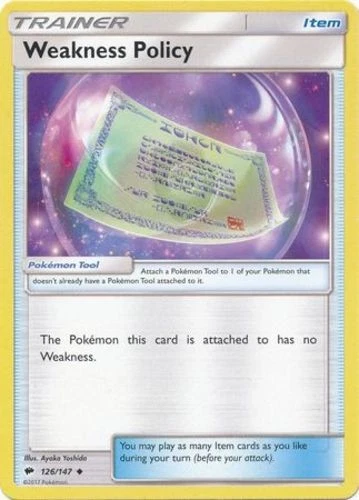 Weakness Policy - 126/147 - Uncommon Near Mint Sun & Moon: Burning Shadows - Picture 1 of 1