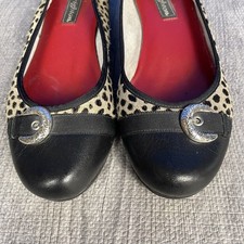Brighton leather and animal fur captoe flats,