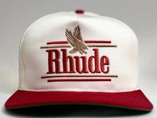 RHUDE ROSSA STRUCTURED HAT - IVORY AND RED