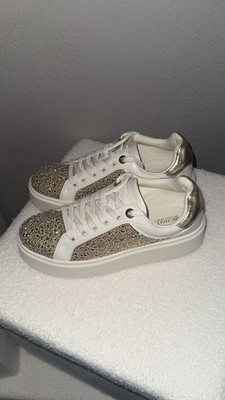 Michael Kors Allie Trainer Damen Sneaker Low Top Schnürung Weiß/Gold Strass 39