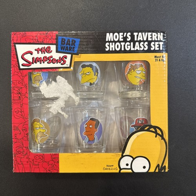 #ad Simpsons Moe’s Tavern Shot Glass Box Set New never Opened $21.99