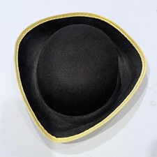 Kids Tricorn Hat Black Colonial with Gold Trim Medium Americana Souvenirs