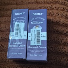 GROEI Mild Plant-Based Body Hair Removal Cream Aloe Vera Scent 100ml 2 Boxes