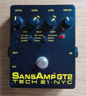 Sansamp GT2 Tech 21 NYC Analog Gitarrenverstärker Modellierer Verzerrung Effektpedal
