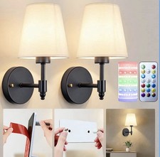 Set Of 2 Battery Operated Wall SconcesWirelessRGBMagneticBulbRechargeableRemote