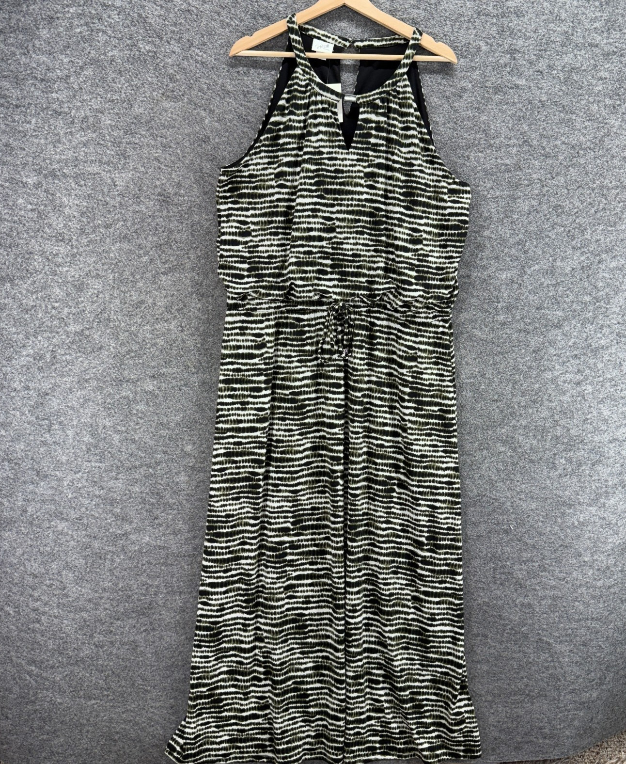 Nuevo Vestido Jaclyn Smith Mujer XL Negro Rayas Funda Larga Sin Mangas