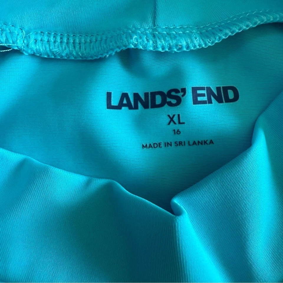 Lands' End 男孩/女孩蓝绿色浮潜游泳衬衫防撞 XL — 第 3/4 张图片