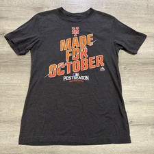 New York Mets Baseball Shirt 2016 Postseason Majestic MLB Men s Gray Top Medium