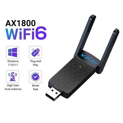 1800Mbps WiFi 6 AX1800 Dual-Band USB 3.0 Wireless Adapter for PC Desktop