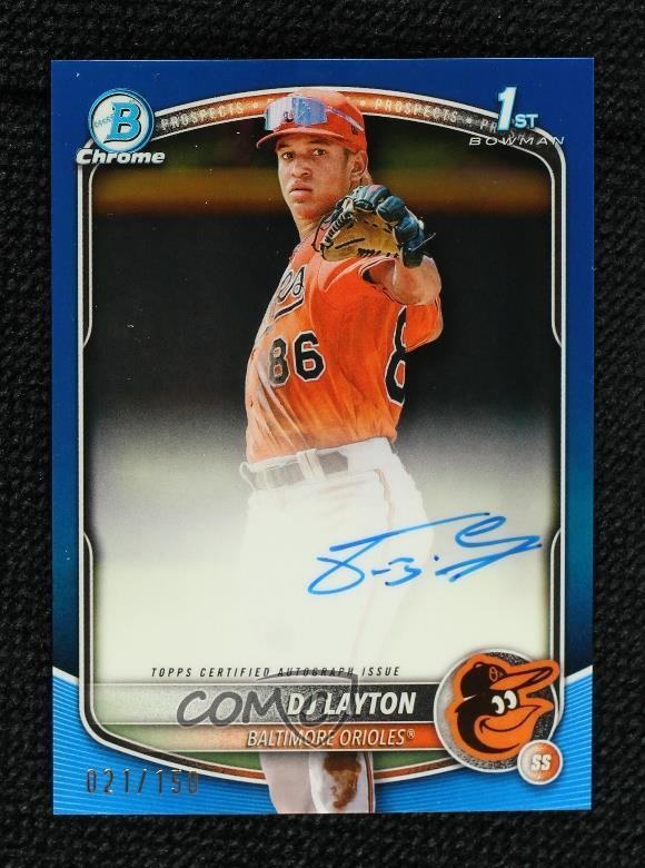 2025 Bowman Chrome Prospect Blue Refractor 21/150 DJ Layton #CPA-DL Auto 0h99