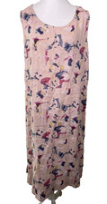 Bellambra Linen Midi Dress Large Pink Abstract Painterly Lagenlook Beachy Resort