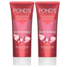 2 x Pond's Age Miracle Ultimate Youth Hexyl-Retinol Facial Foam 90 g