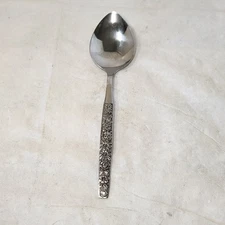 Malibu Wm A Rogers Deluxe Oneida Oval Soup Spoon Stainless Flatware MCM Floral