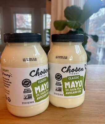 2 Jars Chosen Foods Mayonnaise Mayo Avocado Oil Keto Clean Eating 32 oz Each New