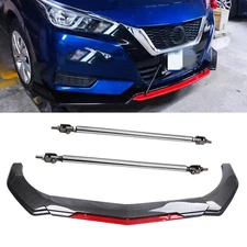 For Nissan Versa Front Bumper Lip Spoiler Splitter Carbon Fiber Look Body Kit