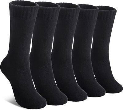 LINEMIN Wool Socks for Women Winter Warm Hiking Thick Cozy Boot Black 