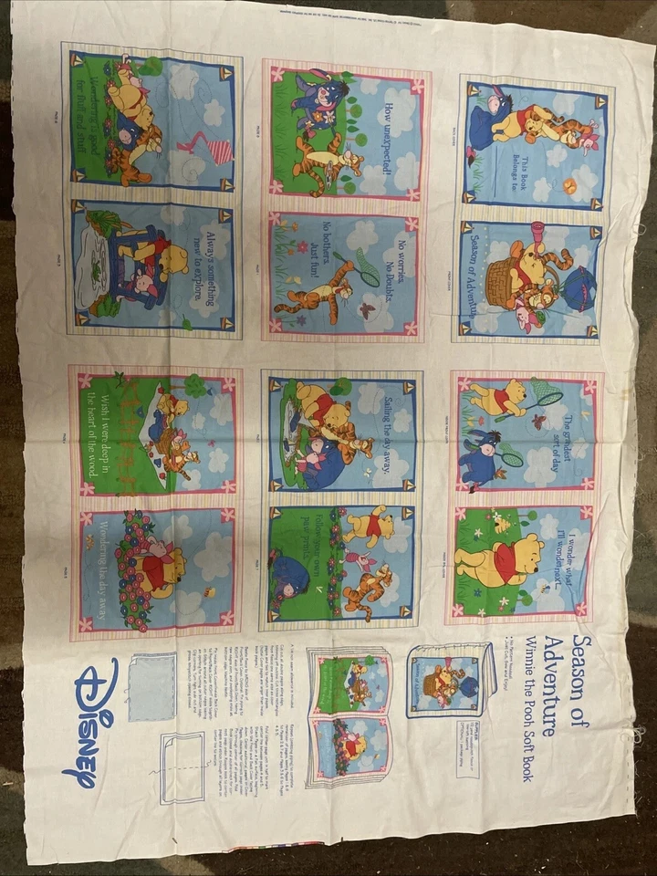 Disney Winnie The Pooh Season Of Adventure Soft Book Fabric Panels ~Vintage~OOP - Image 2 of 2