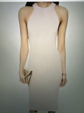 Alice + Olivia Lumi Fitted Pale Nude Dress