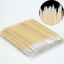 100PCS Wooden Sticks Cotton Swabs Pointed Swab Applicator Q-tips Applicato New