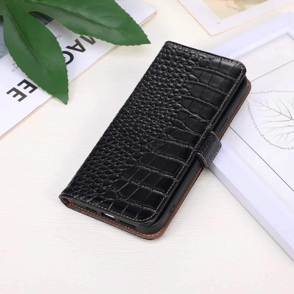 Genuine Leather Crocodile Flip Wallet Case Cover for Google Pixel 9 Pro XL 8a/7a - Image 3 of 4
