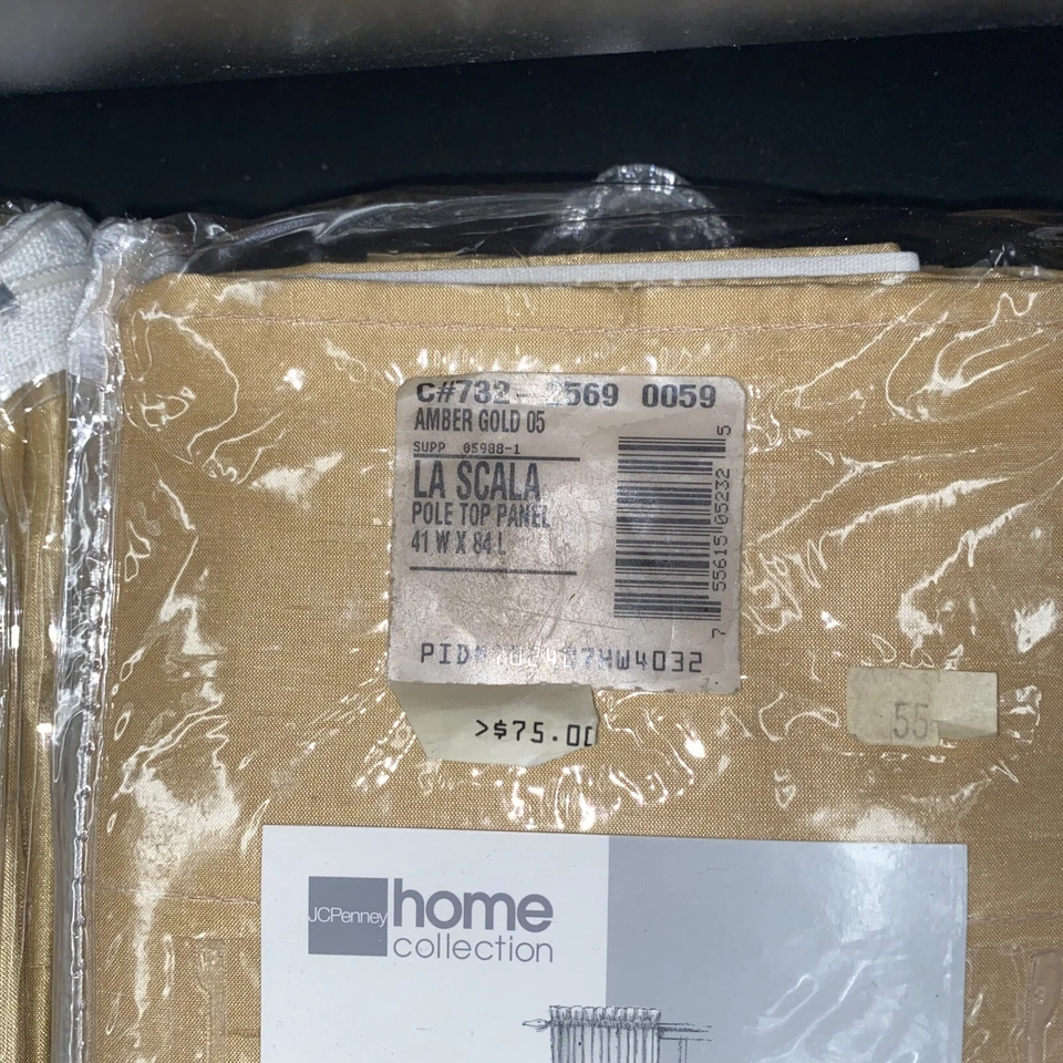 JC Penny Home Varilla de Seda Bolsillo Forrado Paneles Ámbar Dorado 41"X 84" 1 Par (2) Foto 4 de 4