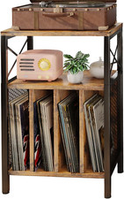 Mid-Century 3-Tier Record Player Stand for 200 Vinyl Albums Storage
