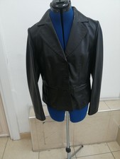 Women Vintage Blazer Jacket Real Leather Ladies Coat Top Outfit Size 12 On Sale