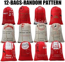 Random Santa Sack Canvas Bag Christmas Bag Gifts Special Delivery Large 27x19''