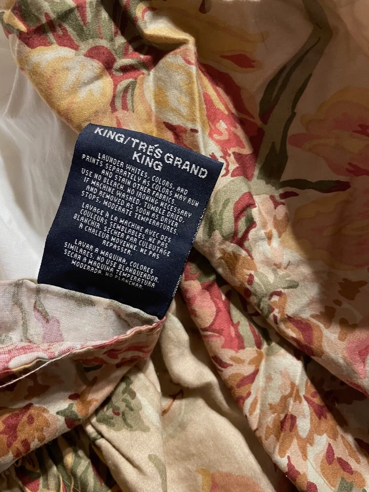 Ralph Lauren Guinevere King Bedskirt Dust Ruffle Egyptian Cotton Sateen Floralf - Image 2 of 4