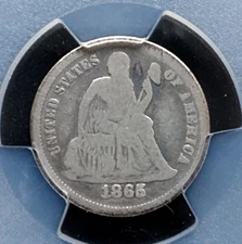 1865  Liberty Seated Dime    PCGS G details