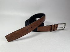 Torino Belt Men's Size 46 Black Braided Tan Leather Canvas Woven Made In USA