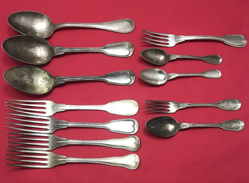 12 Pc CHRISTOFLE France Silverplated Flatware CHINON & PERLES Patterns - Picture 1 of 12