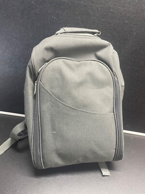 Picnic Time Gray Backpack With Drinking and Lunch Supplies as shown