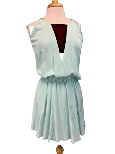 Mason Barneys New York Silk Mini Blouson Dress V-… - image 1