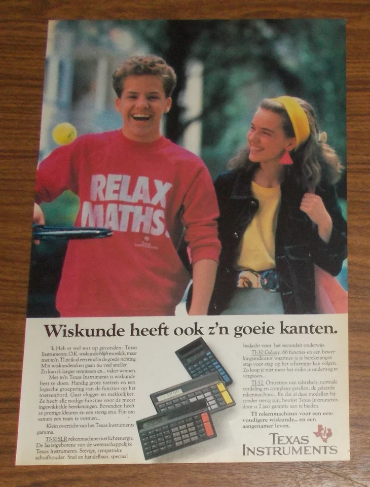 Seltene Werbung TEXAS INSTRUMENTS TI-30 GALAXY TI-52 TI-31 Taschenrechner 1987 - Bild 1 von 1