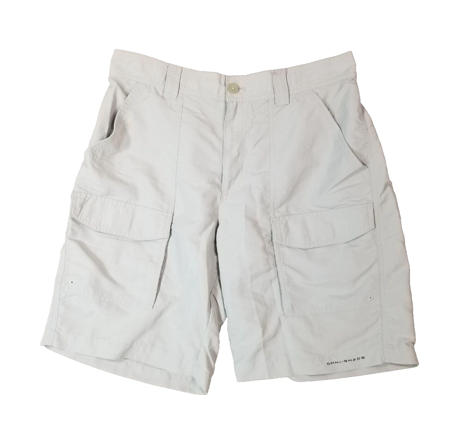 Columbia PFG cargo hiking shorts men's 34x10 gray nylon Comfort waist fishing