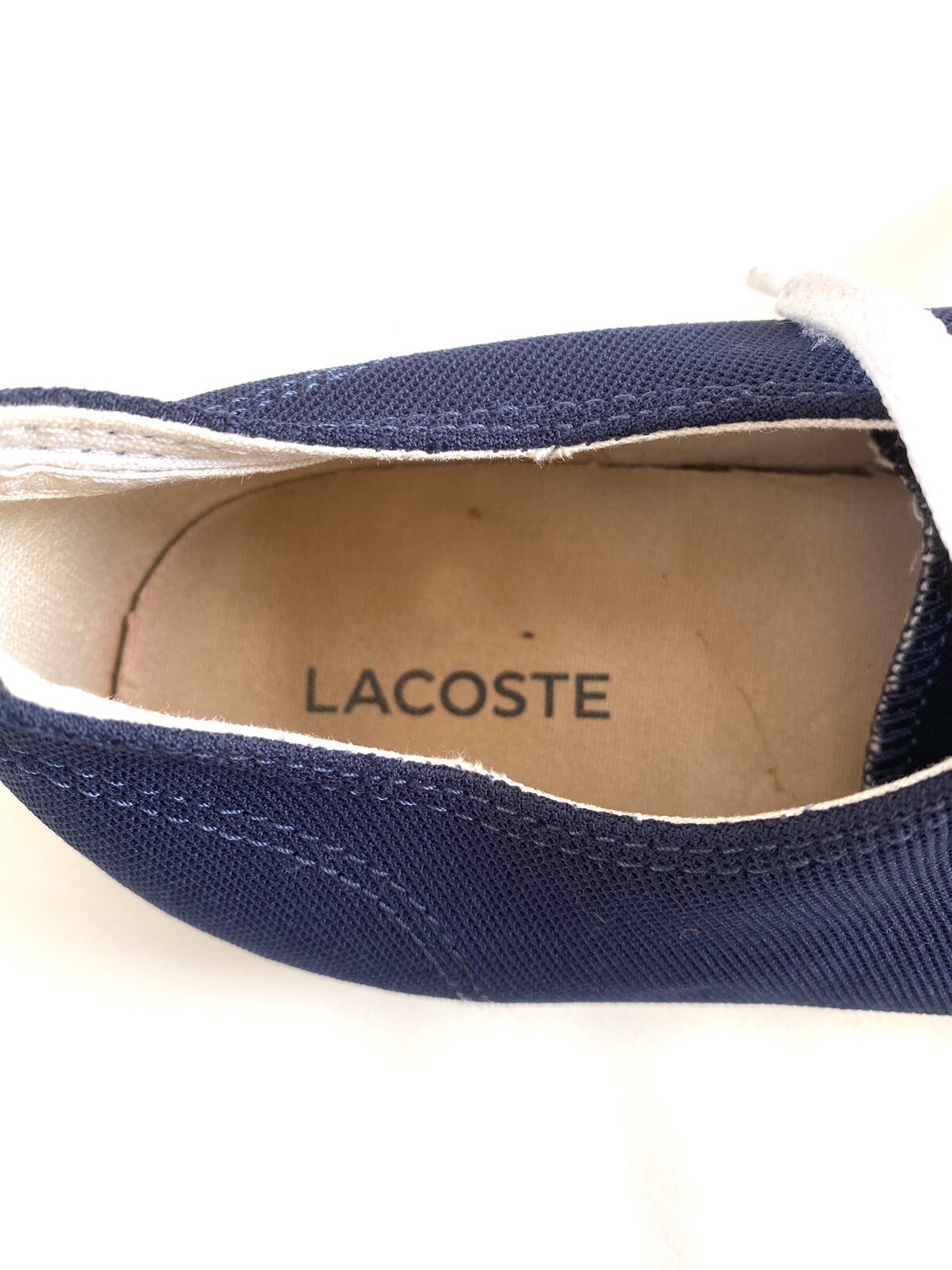 Lacoste Mens Canvas Boat Shoes Navy & White Size 12 E… Gem