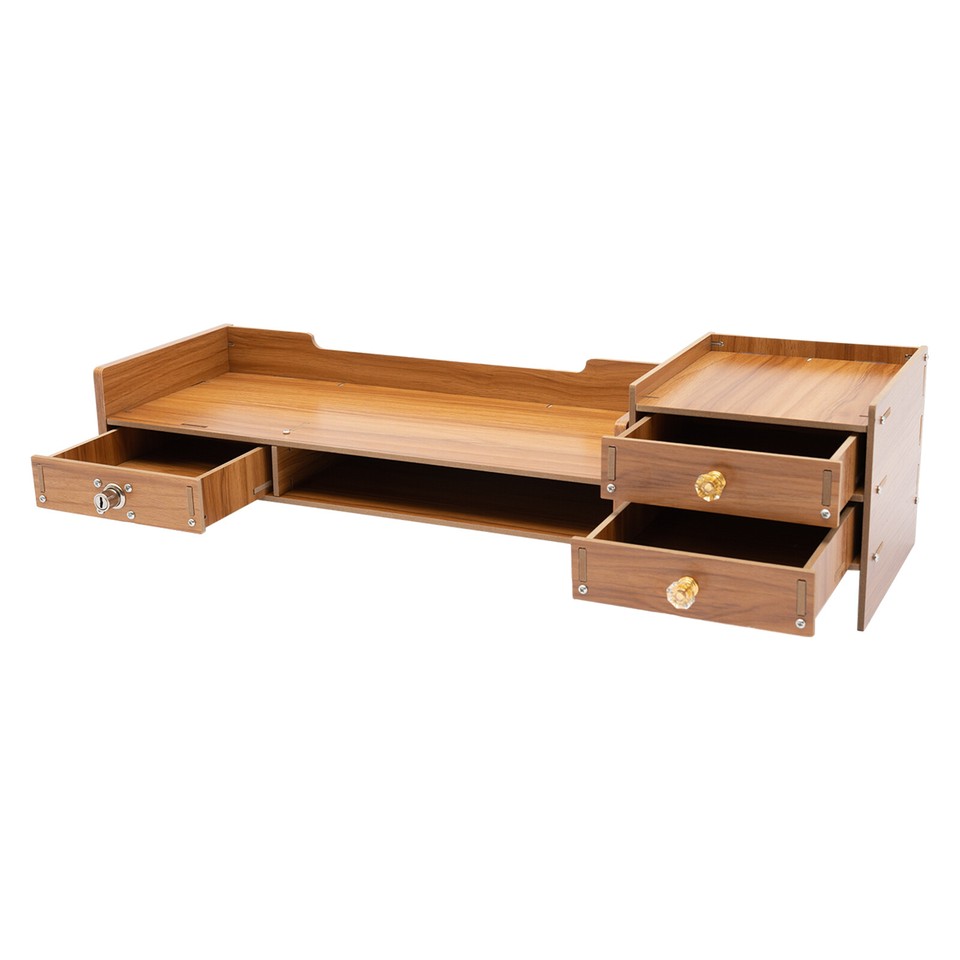 Wooden Desk Organizer With Drawers Office Supplies Computer Desktop