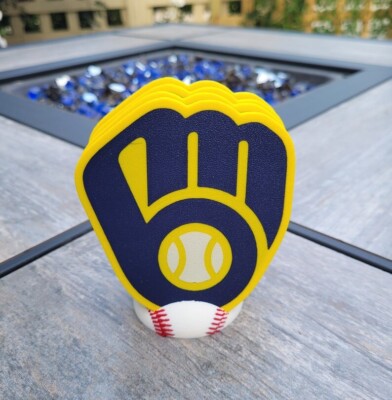 Milwaukee Brewers Coaster Set - 3D Printed - (Set of 4) - Brewers Glove 2020+