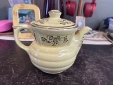 Vintage Enterprise Aluminum Co. Yellow/Gold Floral -Drip-O-Lator Coffee Pot