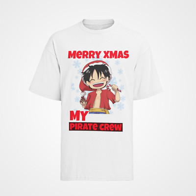 Merry Xmas Weihnachte One Piece Monkey D Luffy Piraten T-Shirt Bio Baumwolle
