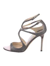 JIMMY CHOO Steel Fine Glitter Pumps SZ 7 IT 37 Good Condition with Box &Dust Bag